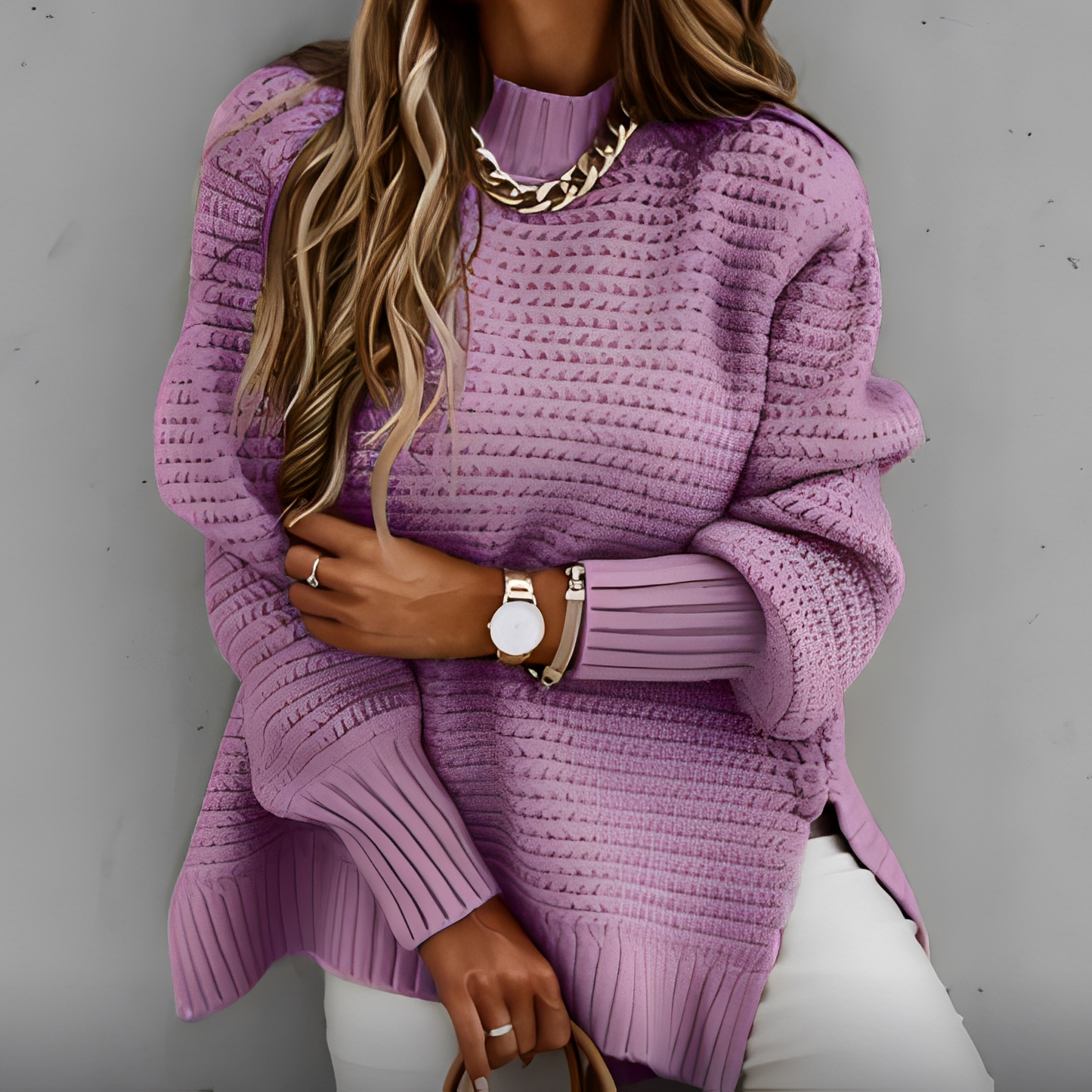 Damenpullover Stilvoll Mit Seitenschlitz