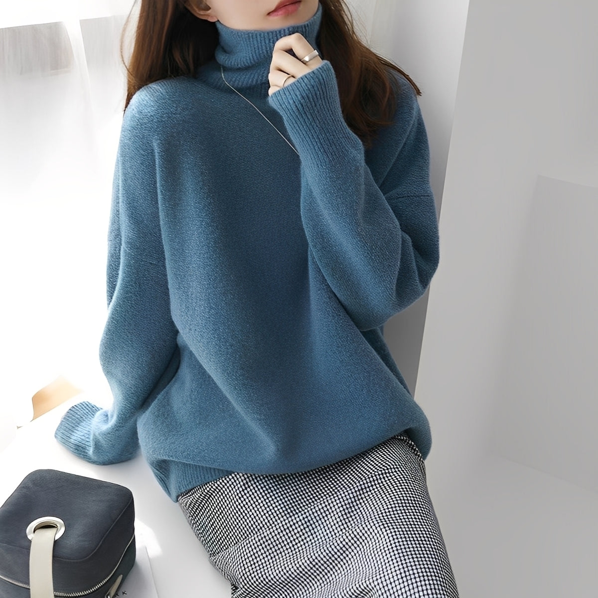 Damen Rollkragenpullover Stilvoll Clémentine
