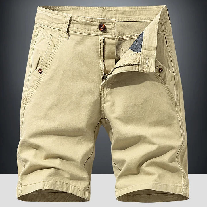 Herren Chino Shorts Klassisch Mit Reißverschluss Beige