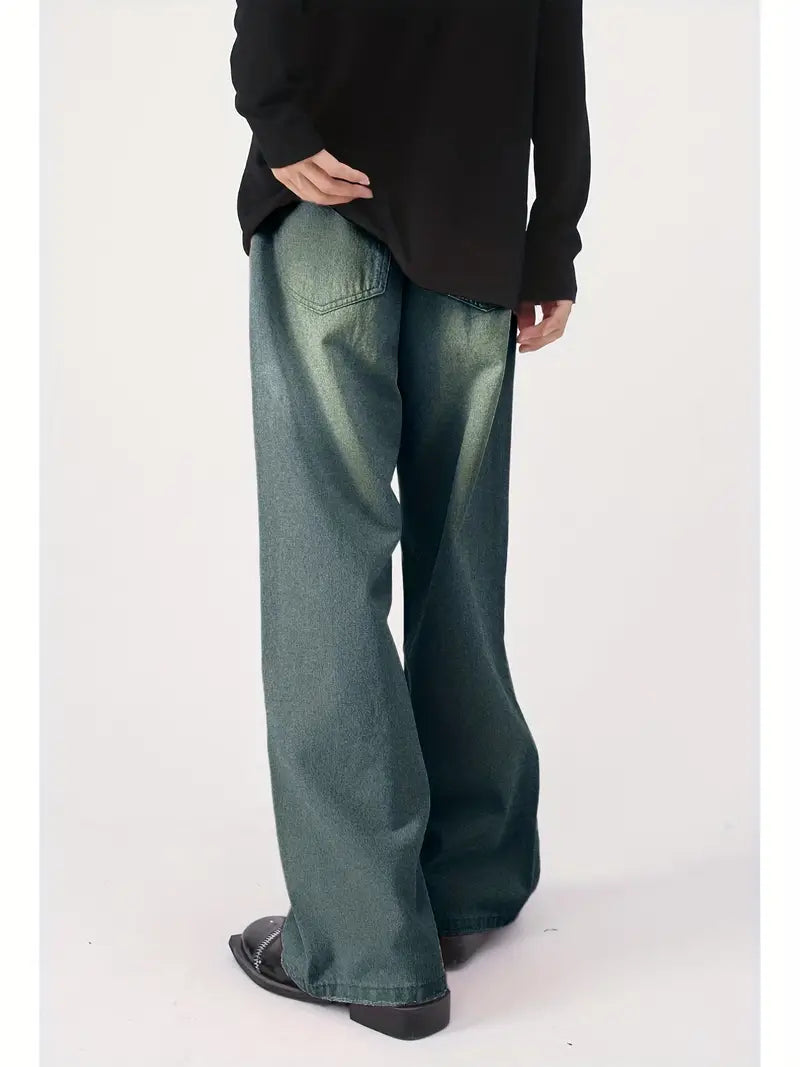 Norvielle Damen Upcycled Baggy Jeans Ausgebleicht Leicht