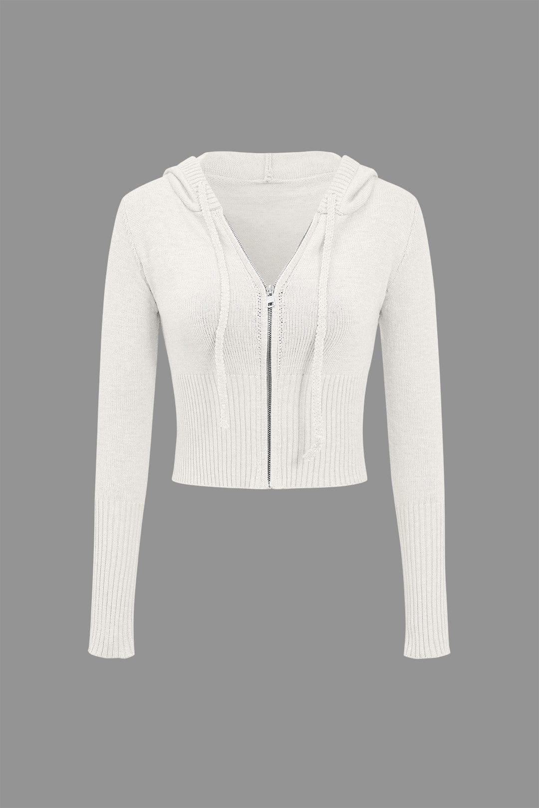 Damen Strick-Set Kapuzenjacke Schlaghose