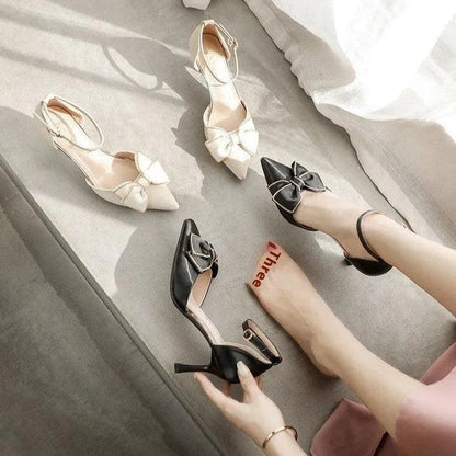 Damen Pumps mit Schleife Spitzenabsatz - Norvielle