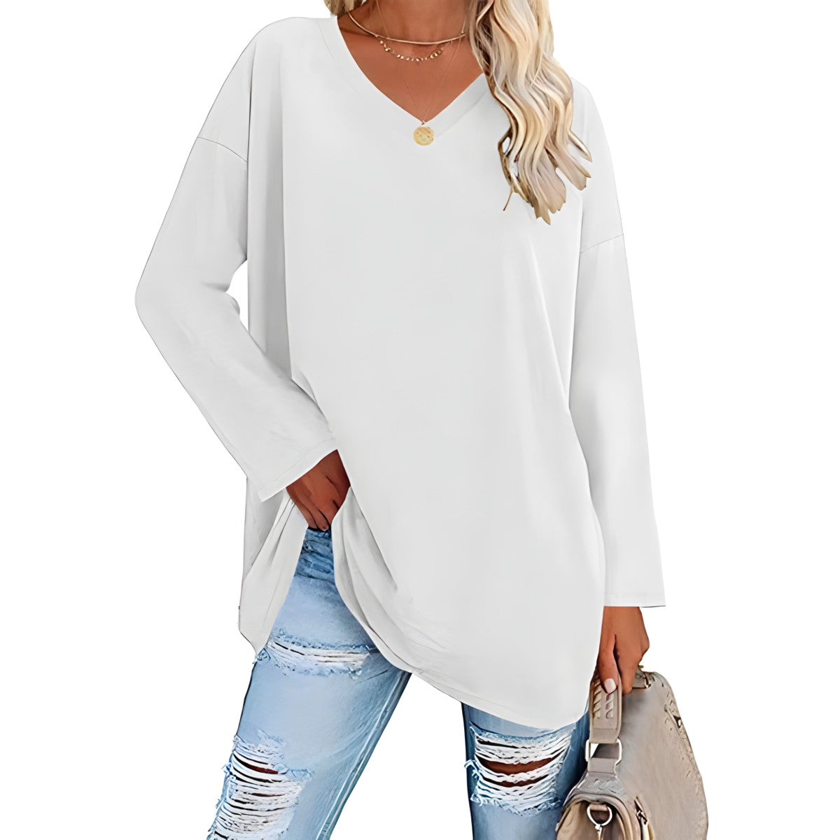 Damen Pullover V-Ausschnitt Lässig