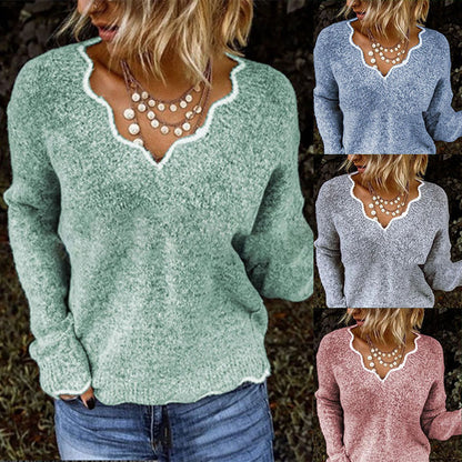 Damen Strickpulli V-Ausschnitt Weich Norvielle