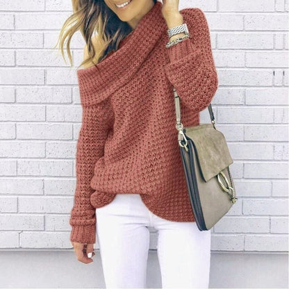Damen Off-Shoulder Strickpullover Struktur Norvielle