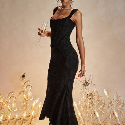 Spitzen-Abendkleid Schulterfrei Figurbetonter Schnitt