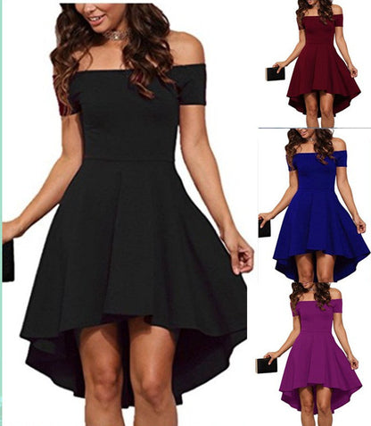 Damen Off-Shoulder-Kleid Asymmetrischer Saum Fließender Rock - Norvielle