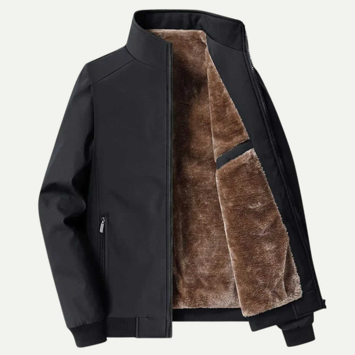 Herren Winterjacke Stehkragen Wärmend Schwarz - Norvielle