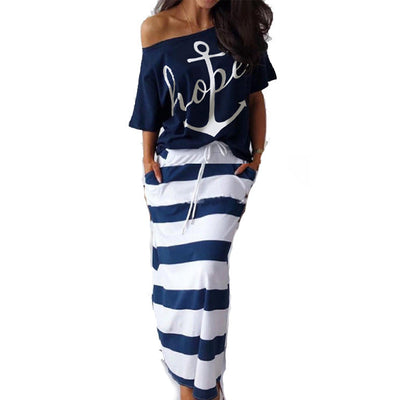 Damen Strandoutfit Off-Shoulder- Hüftlanger Rock