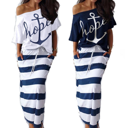 Damen Strandoutfit Off-Shoulder- Hüftlanger Rock - Norvielle