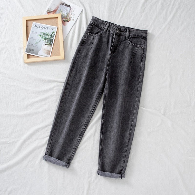 Damen Hochtaillierte Mom-Jeans Klassisch Umschlag-Säume