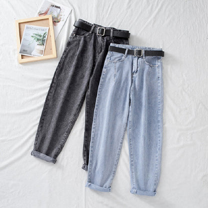 Damen Hochtaillierte Mom-Jeans Klassisch Umschlag-Säume