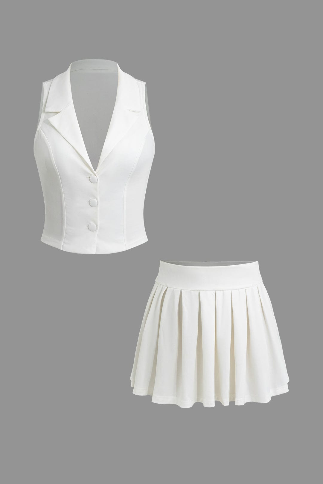 Damen Zweiteiler-Set mit Weste und Faltenrock Elegantes Design