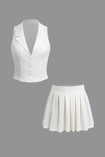 Damen Zweiteiler-Set mit Weste und Faltenrock Elegantes Design