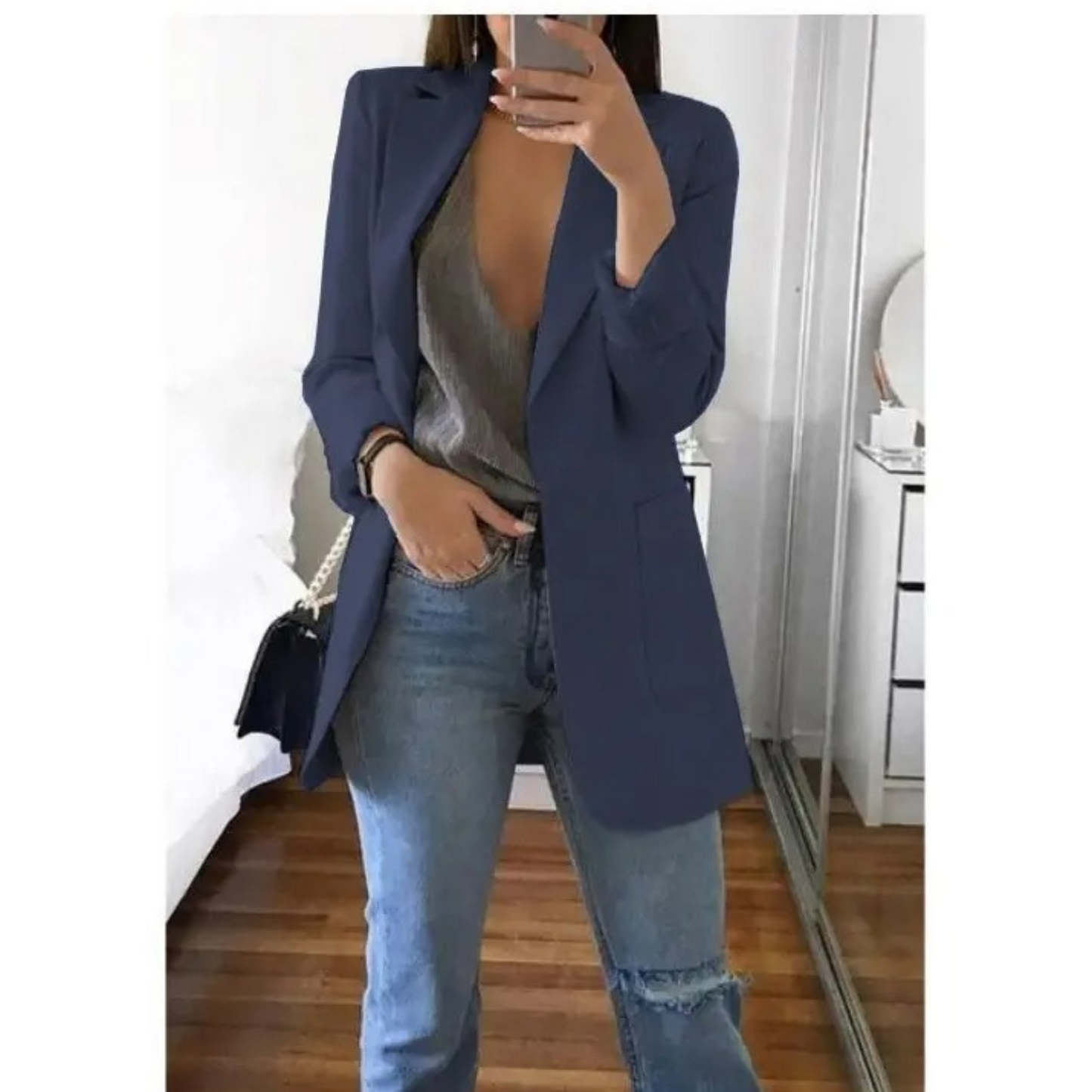 Damen Doppelreihiger Blazer Bürooutfit