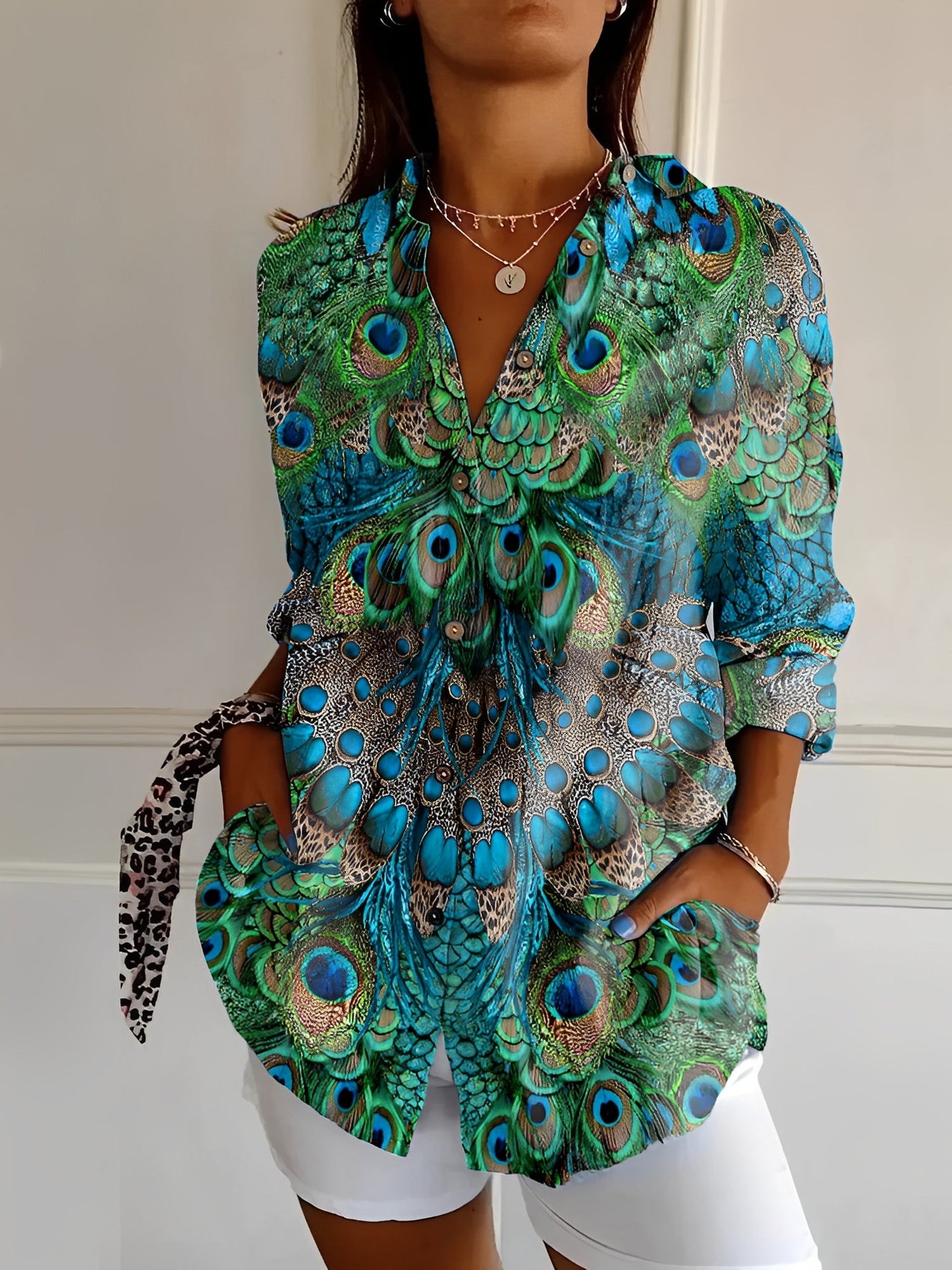 Damen Bluse Blumenmuster Seide