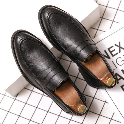 Herren Penny Loafers Runder Spitze Lederschuhe