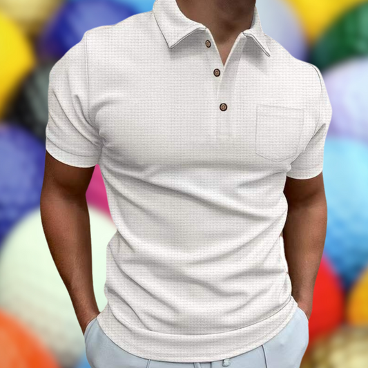 Herren Strukturiertes Poloshirt Sommer Baumwolle Weiß - Norvielle
