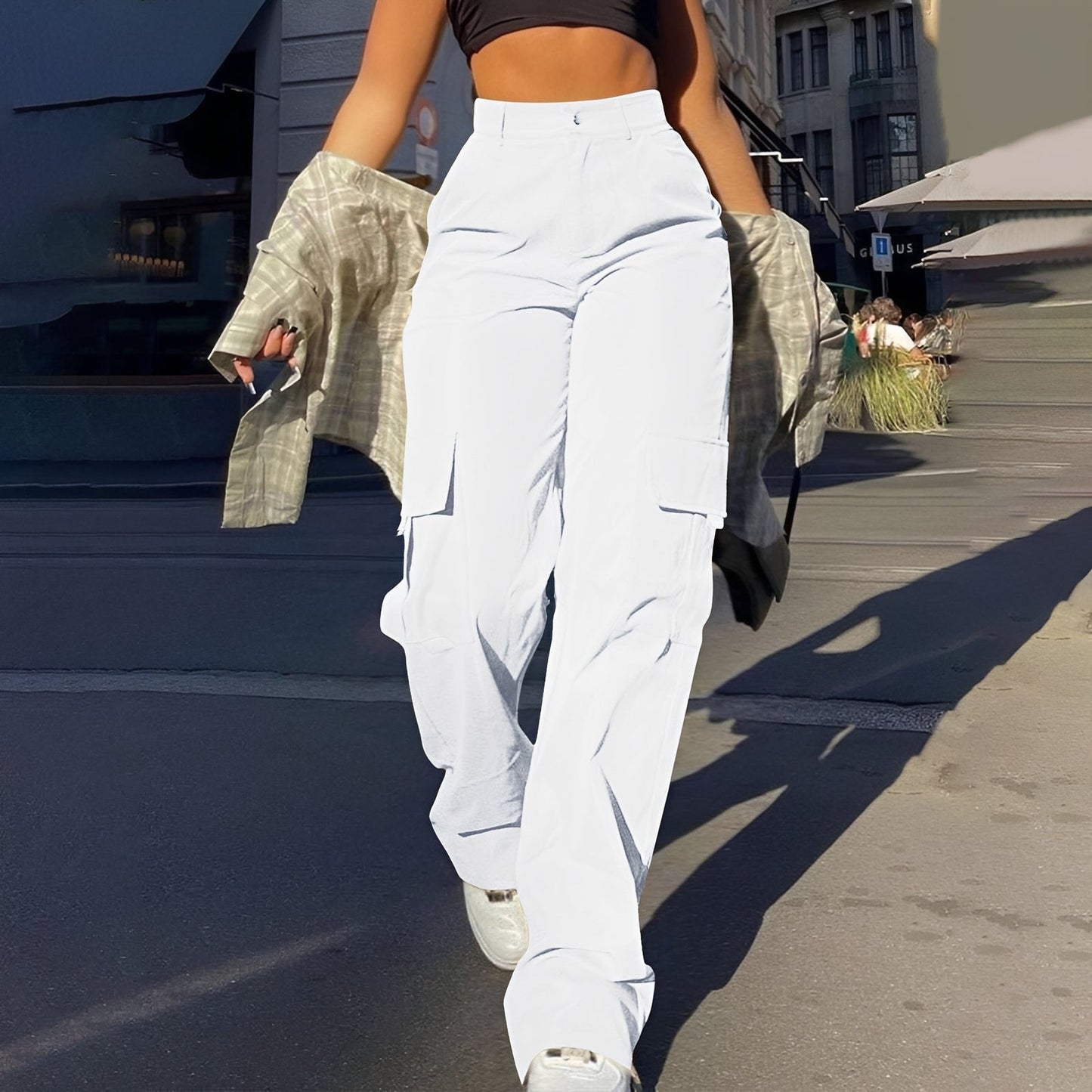 Damen Cargohose Hohe Taille Bequem - Norvielle