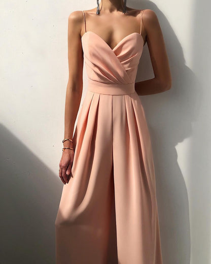Damen Jumpsuit Elegantes Fließendes Design Spaghettibänder