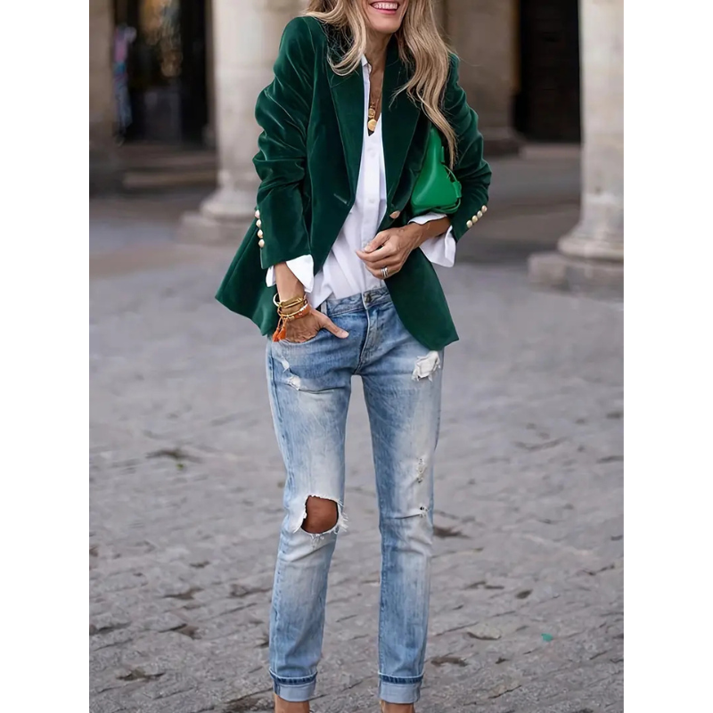 Norvielle Damen Blazer Samtvelour Casual