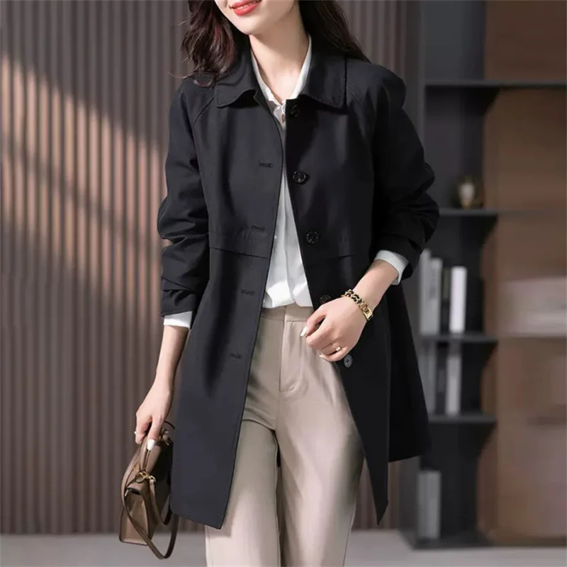 Norvielle Damen Trenchcoat Kurz Wasserabweisend