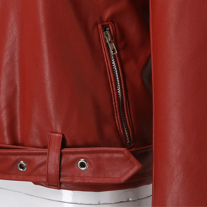 Damen Bikerjacke Leder Gürtel Reißverschluss