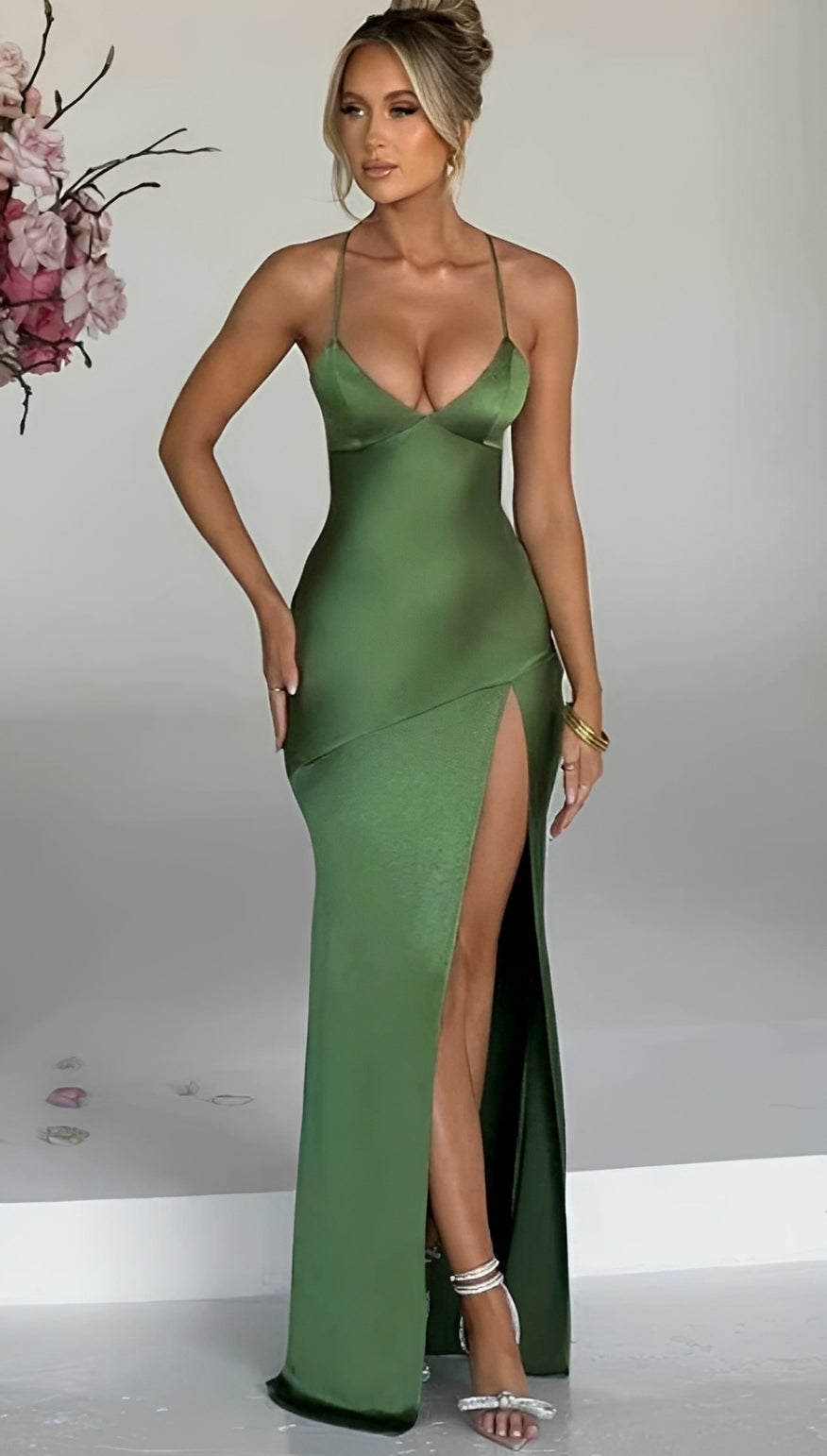 Damen Maxikleid Lang Mit Schlitz Elegantes