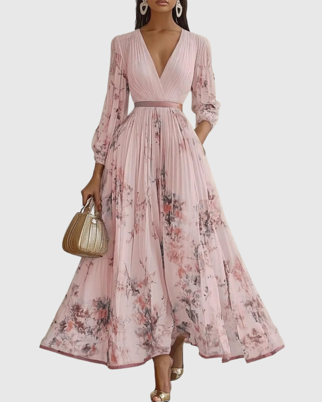 Isabella Damen Ärmelloses Blumenkleid Midi Geplissiert