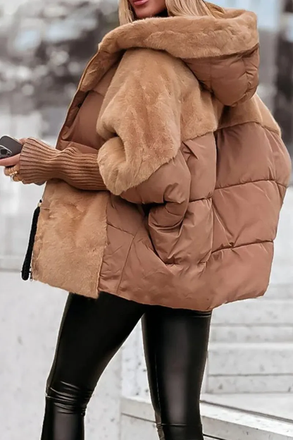Damen Bomberjacke Kapuze Modischer Schnitt - Norvielle