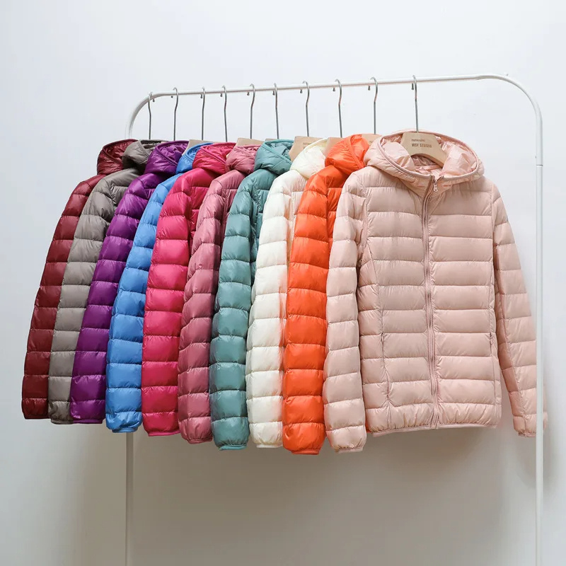 Damen Daunenjacke Mit Kapuze Reißverschluss