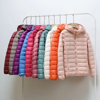 Damen Daunenjacke Mit Kapuze Reißverschluss