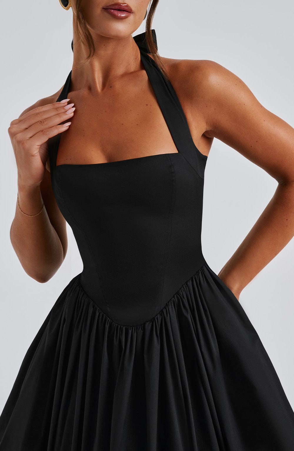 Damen Halterkleid Midi Länge für Hochzeitsgäste