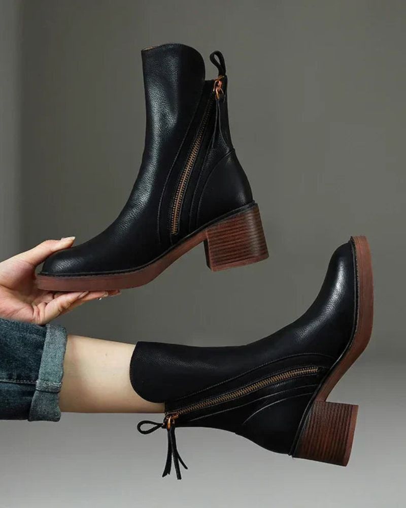 e Lederstiefel Damen Elegante Absatzschuhe