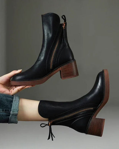 e Lederstiefel Damen Elegante Absatzschuhe