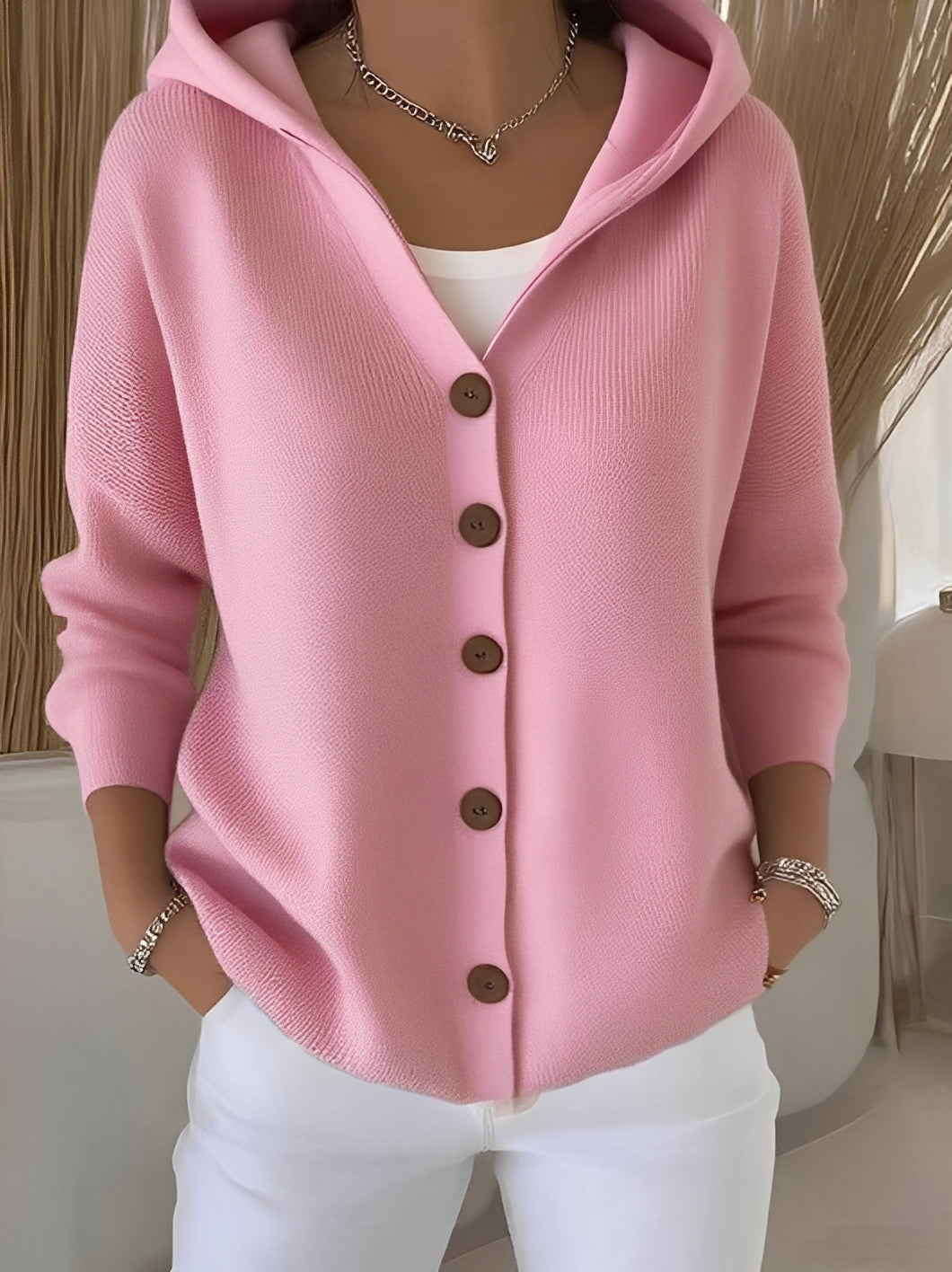 Damen Langarmjacke Kapuze Gemütlich