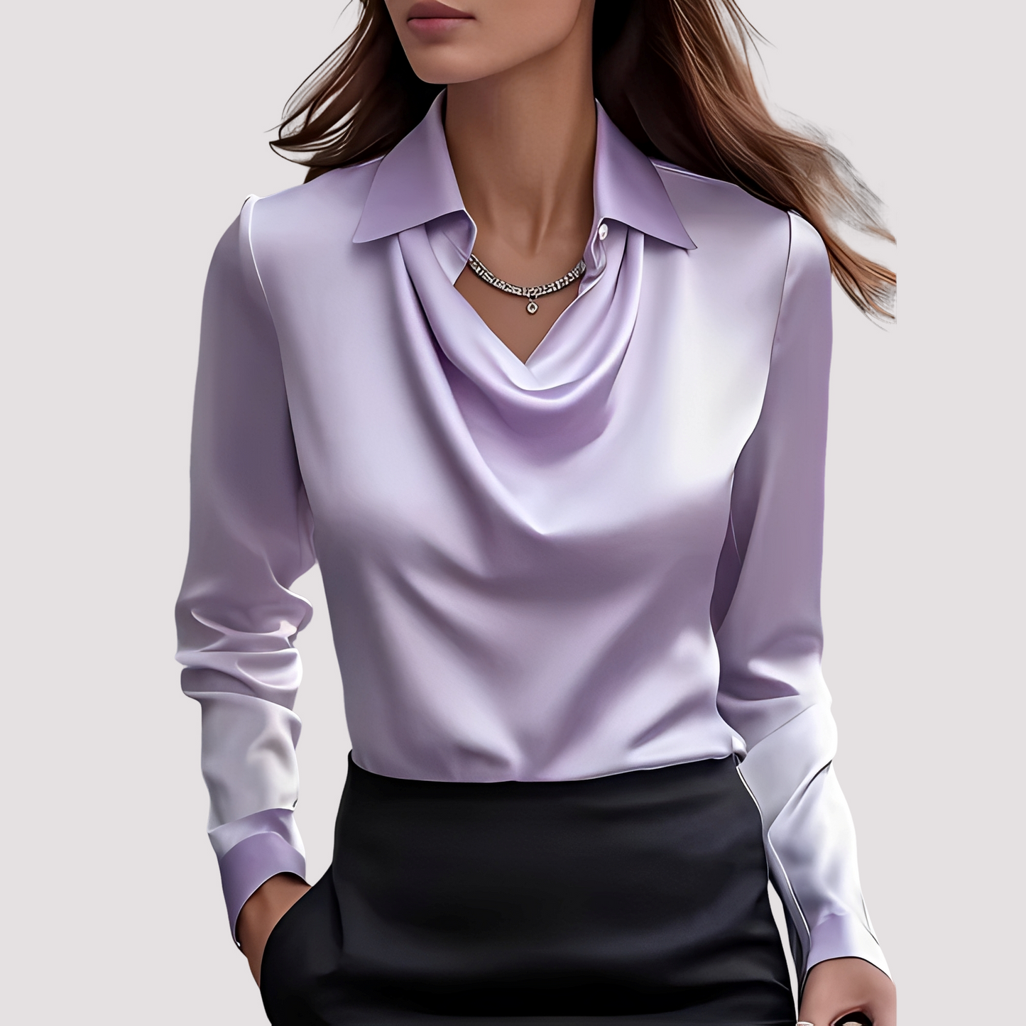 Elegante Damen Hemdbluse aus Seide Weiß