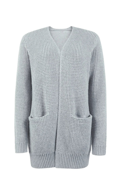 Damen Strickjacke Lang Verlängert Winterstruktur