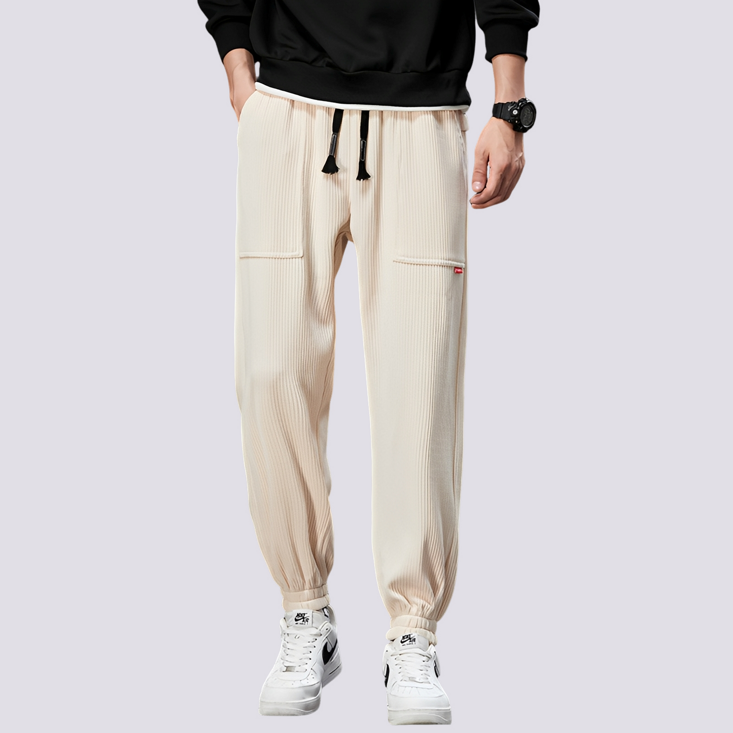 Benji Herren Cord-Jogginghose Lässig Beige - Norvielle