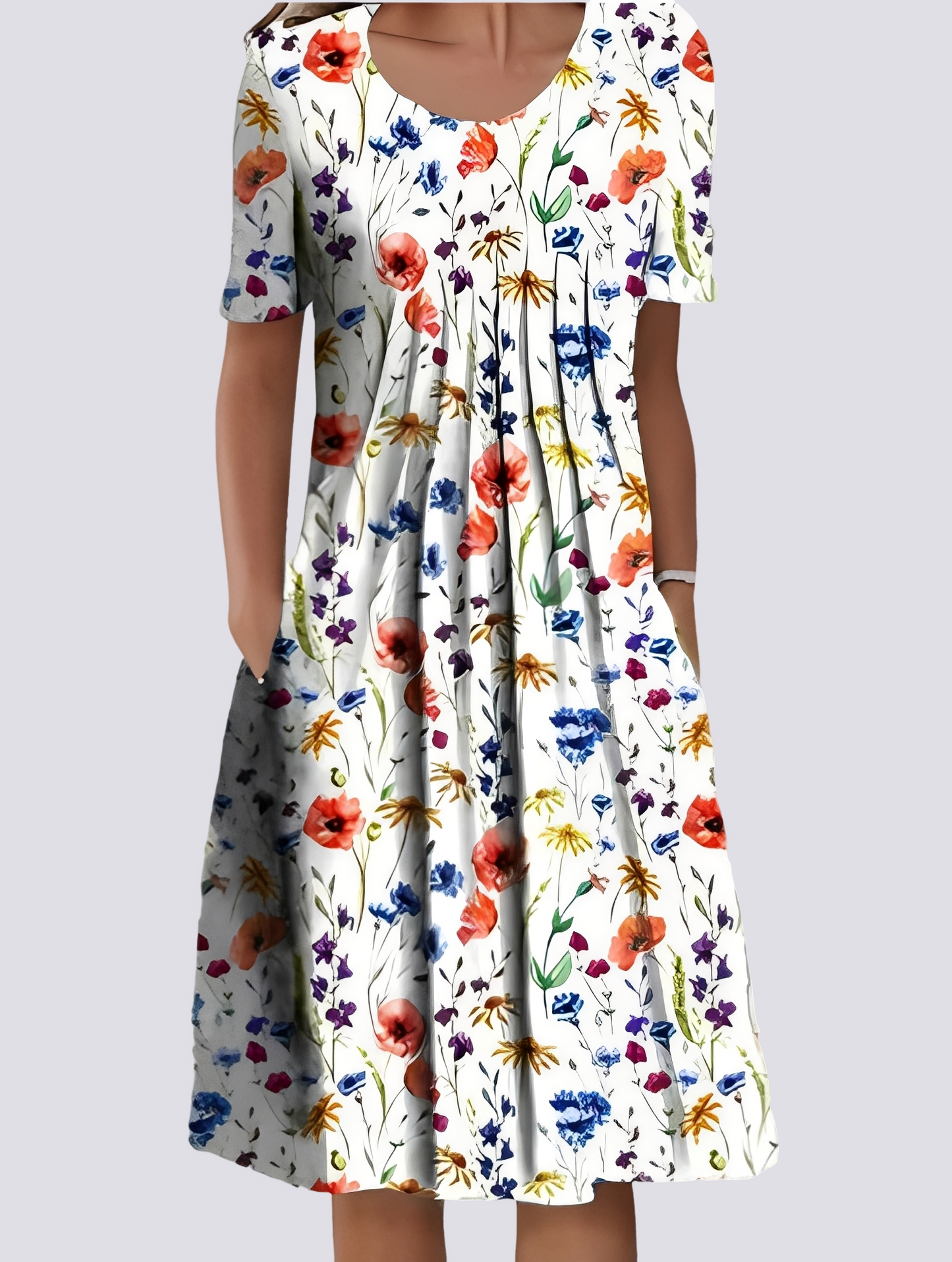 Damen Lockeres Blumenmuster-Kleid