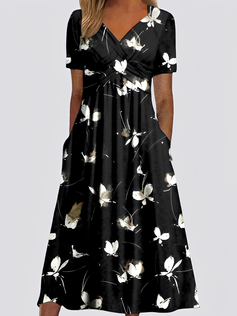 Damen Midikleid Kurzärmelig Lässig