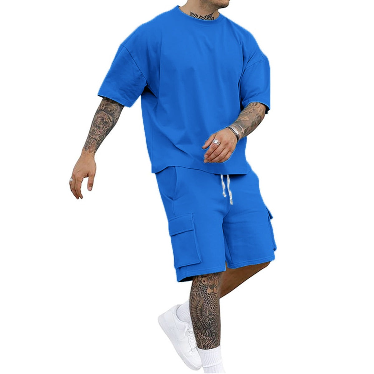 Norvielle Herren Sportanzug T-Shirt Werkzeugshorts