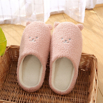 Flauschige Damen Tierpantoffeln Weich Beige
