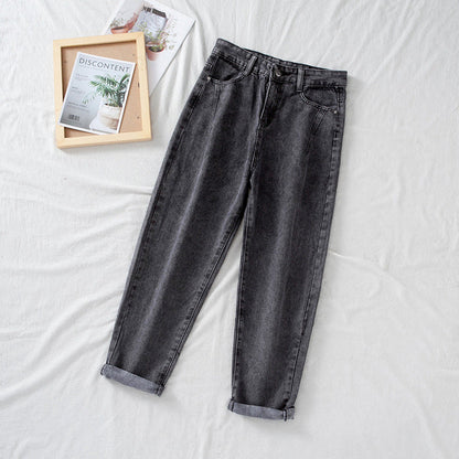 Damen Hochtaillierte Mom-Jeans Klassisch Umschlag-Säume