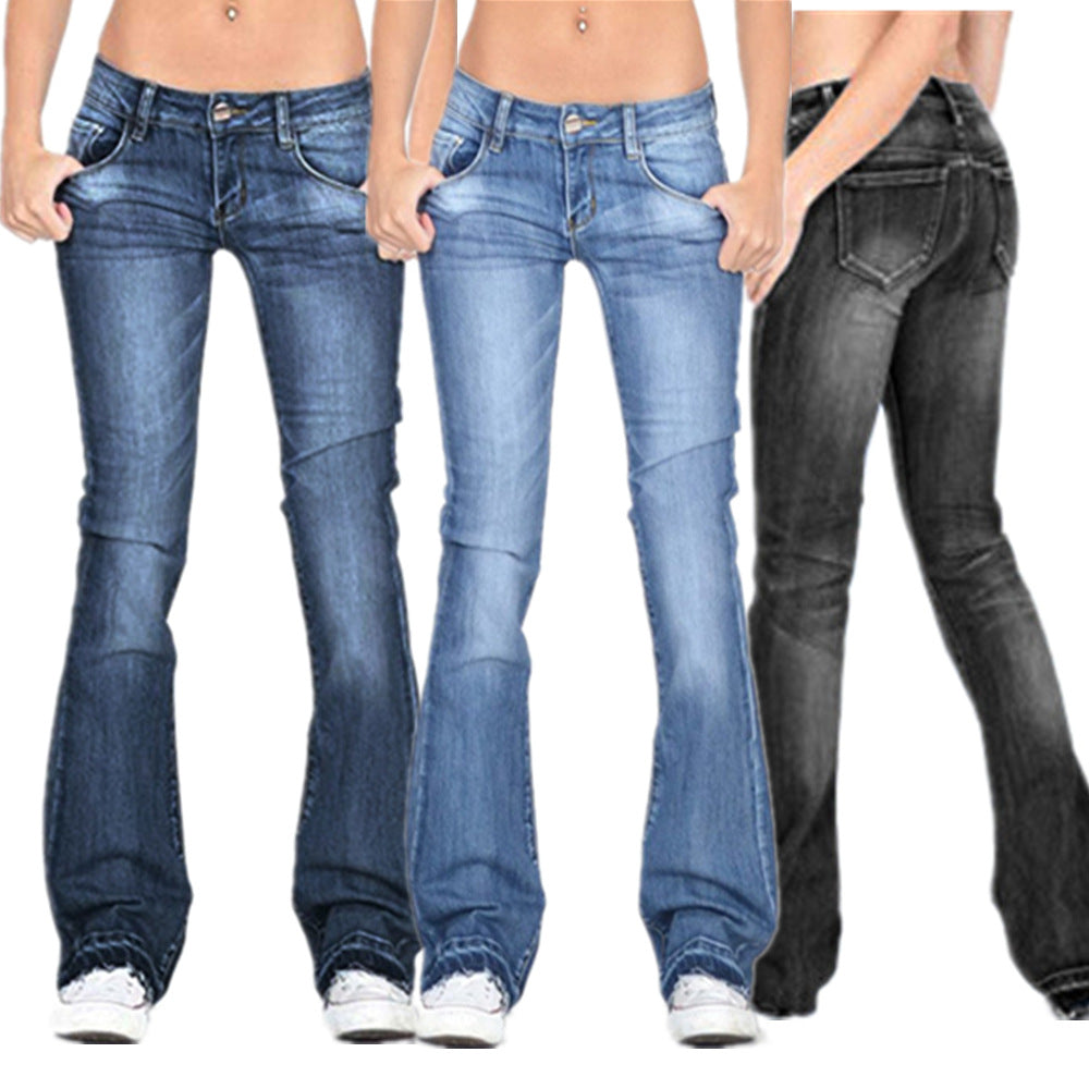 Damen Niedrige Taillierte Schlagjeans - Norvielle