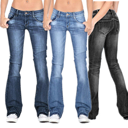 Damen Niedrige Taillierte Schlagjeans - Norvielle