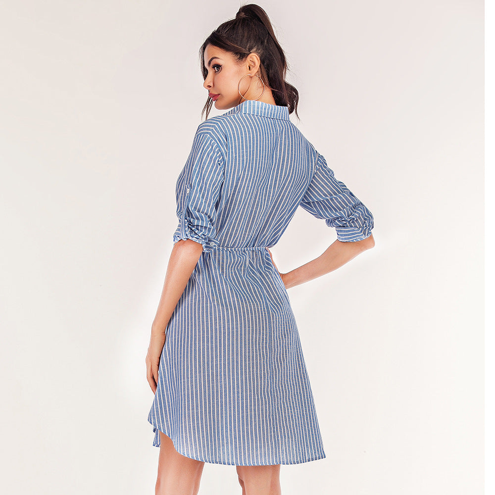 Damen Hemdblusenkleid mit Bindegürtel Norvielle