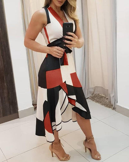 Damen Wickelkleid Grafisches Muster Gürtel