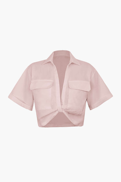 Damen Kurzarm Crop mit Kragen