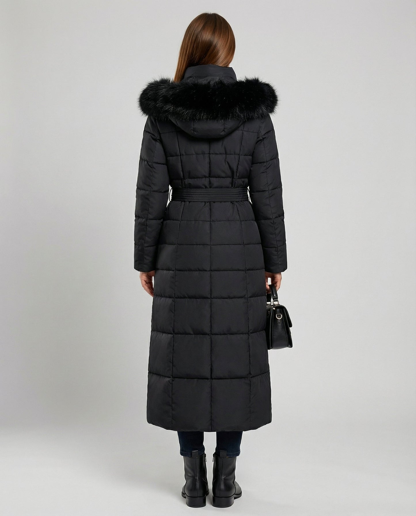 Damen Wintermantel Lang Leder